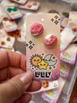 White Pink Swirl Skull Stud Earrings