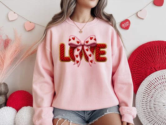 Faux Yarn LOVE Pink Sweatshirt