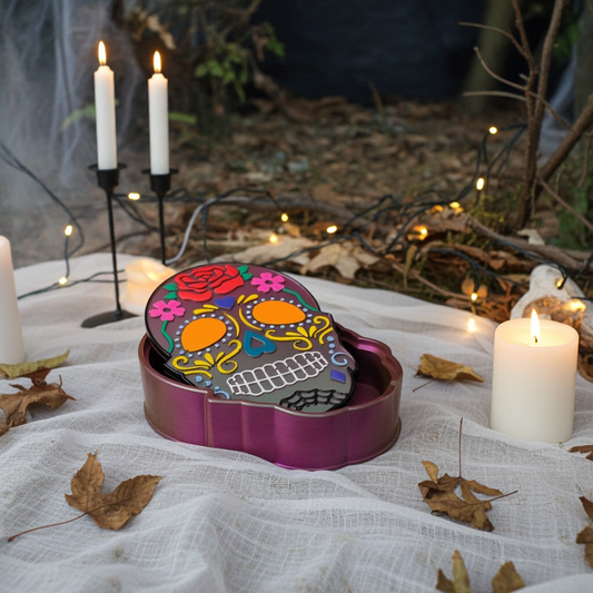 Hand-Painted Iridescent Sugar Skull Organizer