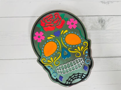 Hand-Painted Iridescent Sugar Skull Organizer