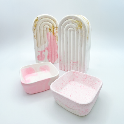 Pink & Gold Gypsum Resin Bookends