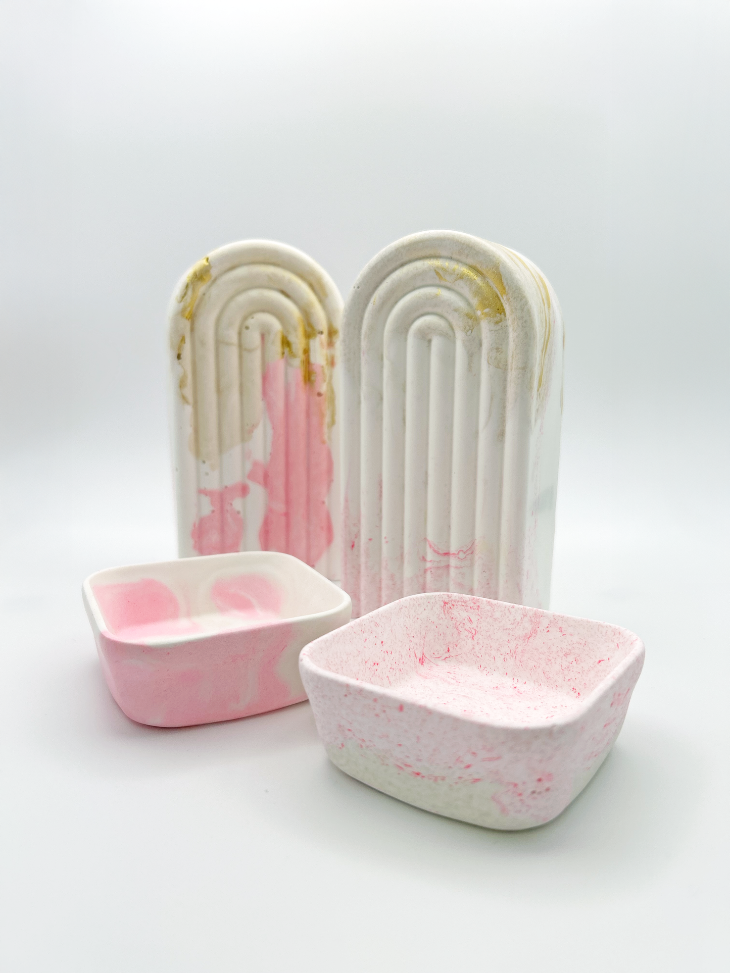 Pink & Gold Gypsum Resin Bookends