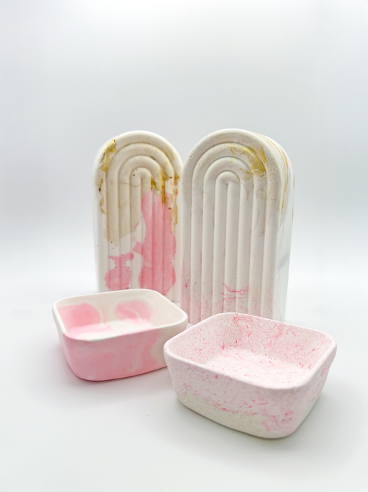 Pink & Gold Gypsum Resin Bookends