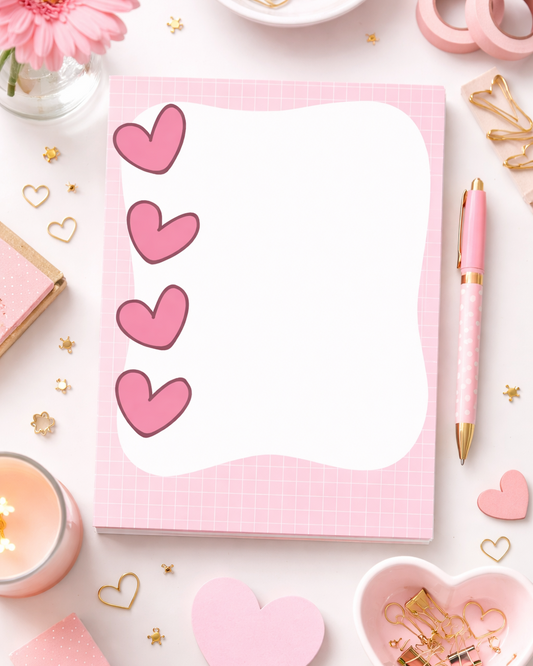 Heart Notes Notepad – Pastel Blank Writing Pad