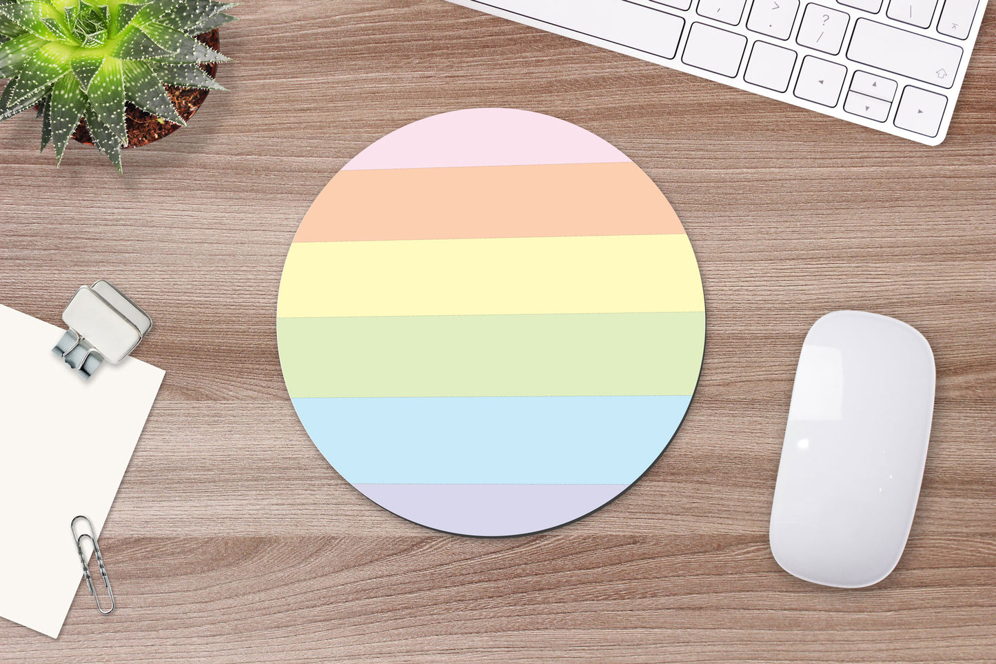Round Pastel Rainbow Mouse Pad