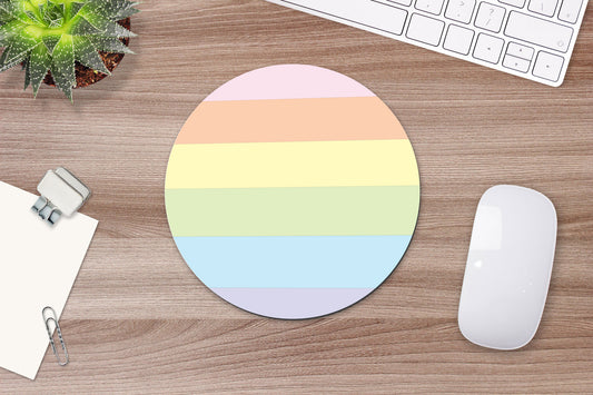 Round Pastel Rainbow Mouse Pad