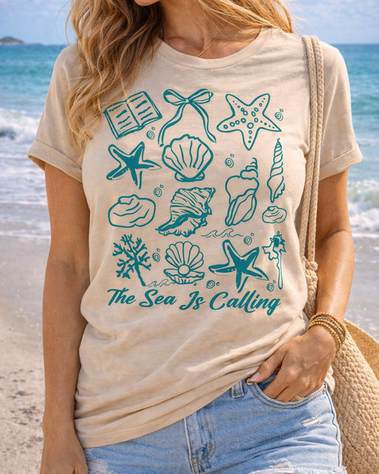 The Sea Is Calling Summer Crewneck Tshirt