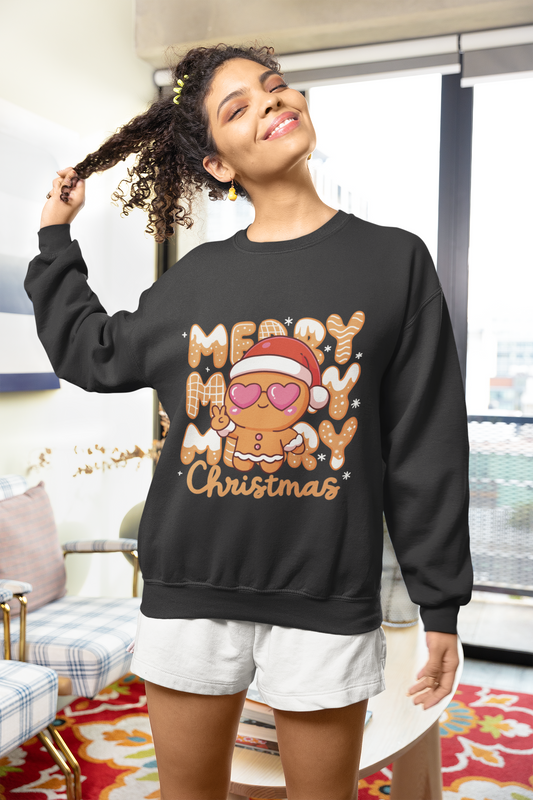 Merry Christmas Gingerbread Heart Eyes Crewneck Sweatshirt