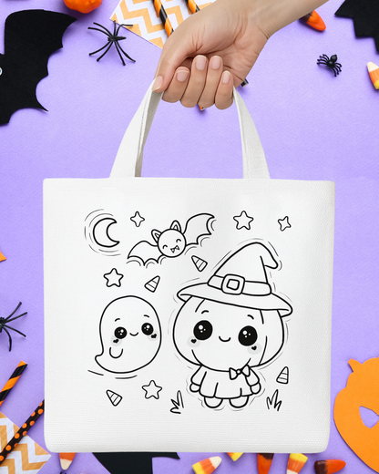 Spooky Paint-Your-Own Tote Bag Kit for Kids – Halloween Craft Fun with Paints & Stickers