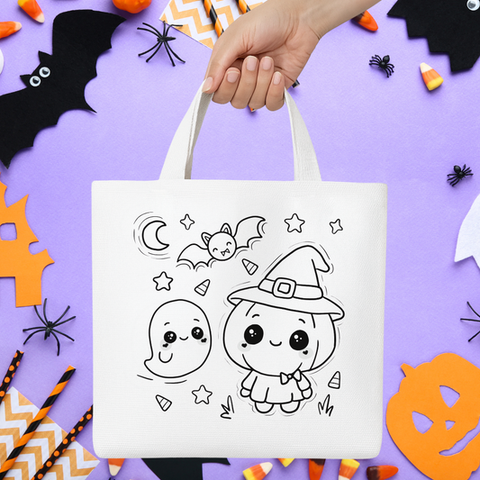 Spooky Paint-Your-Own Tote Bag Kit for Kids – Halloween Craft Fun with Paints & Stickers