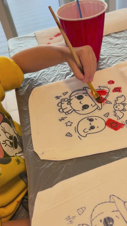 LULILY Designs Spooky Paint-Your-Own Tote Bag Kit for Kids – Halloween Craft Fun with Paints & Stickers