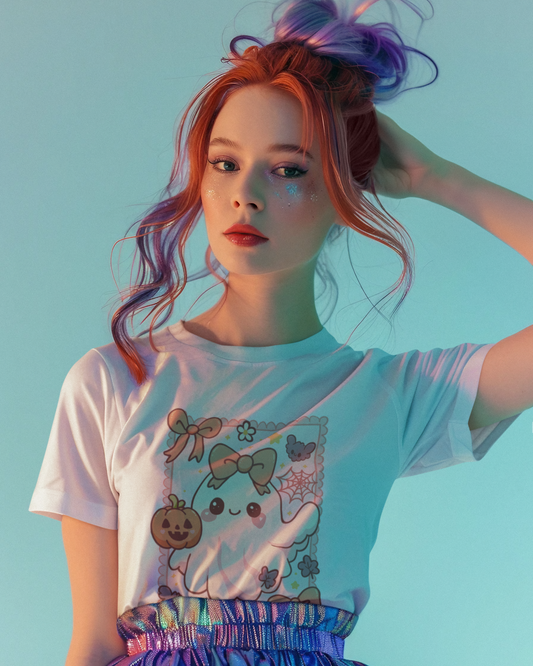 Kawaii Halloween Cute Girly Ghost T-Shirt 👻🎀