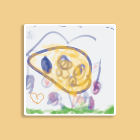 Colorful abstract design with a yellow heart on a beige background Made By Lyla